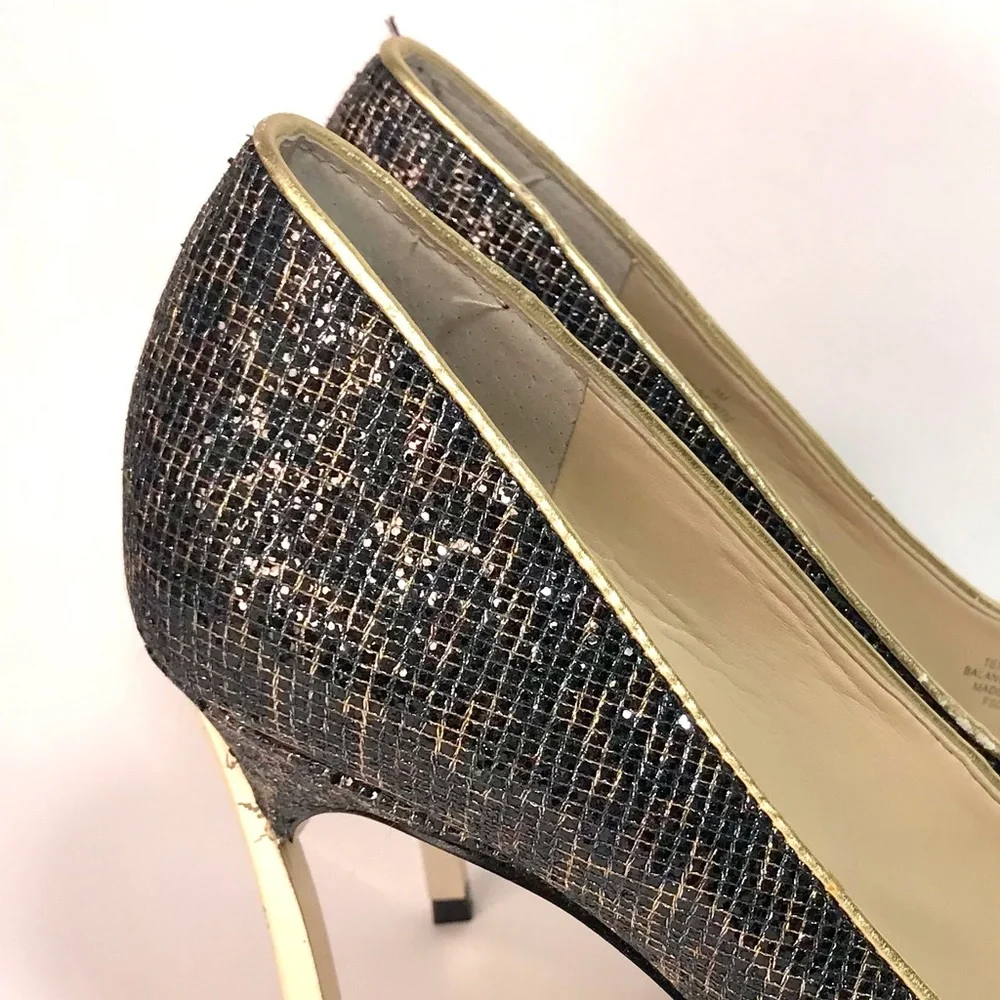 Enzo Angiolini Eainfinti Infinity Black Gold Metallic Cheetah Print Pumps - Picture 8 of 16